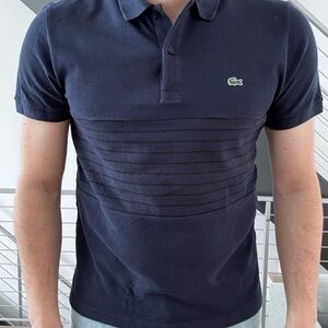 Lacoste Men's Dark Blue Polo with Stripes